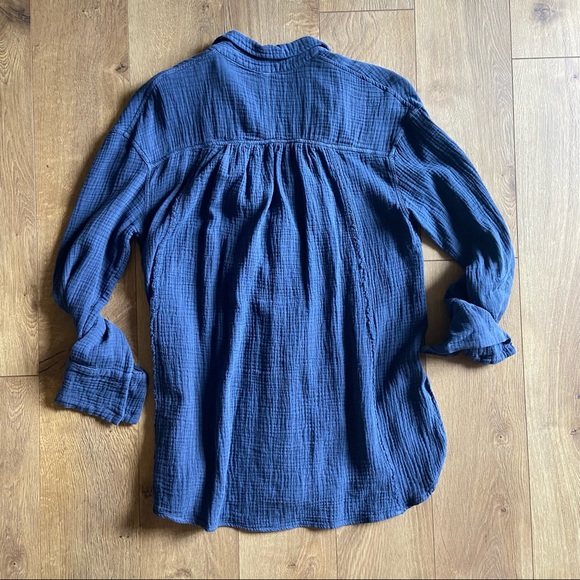 Free People Gauze Summer Button Down Top - Blue - XS - Picture 3 of 6